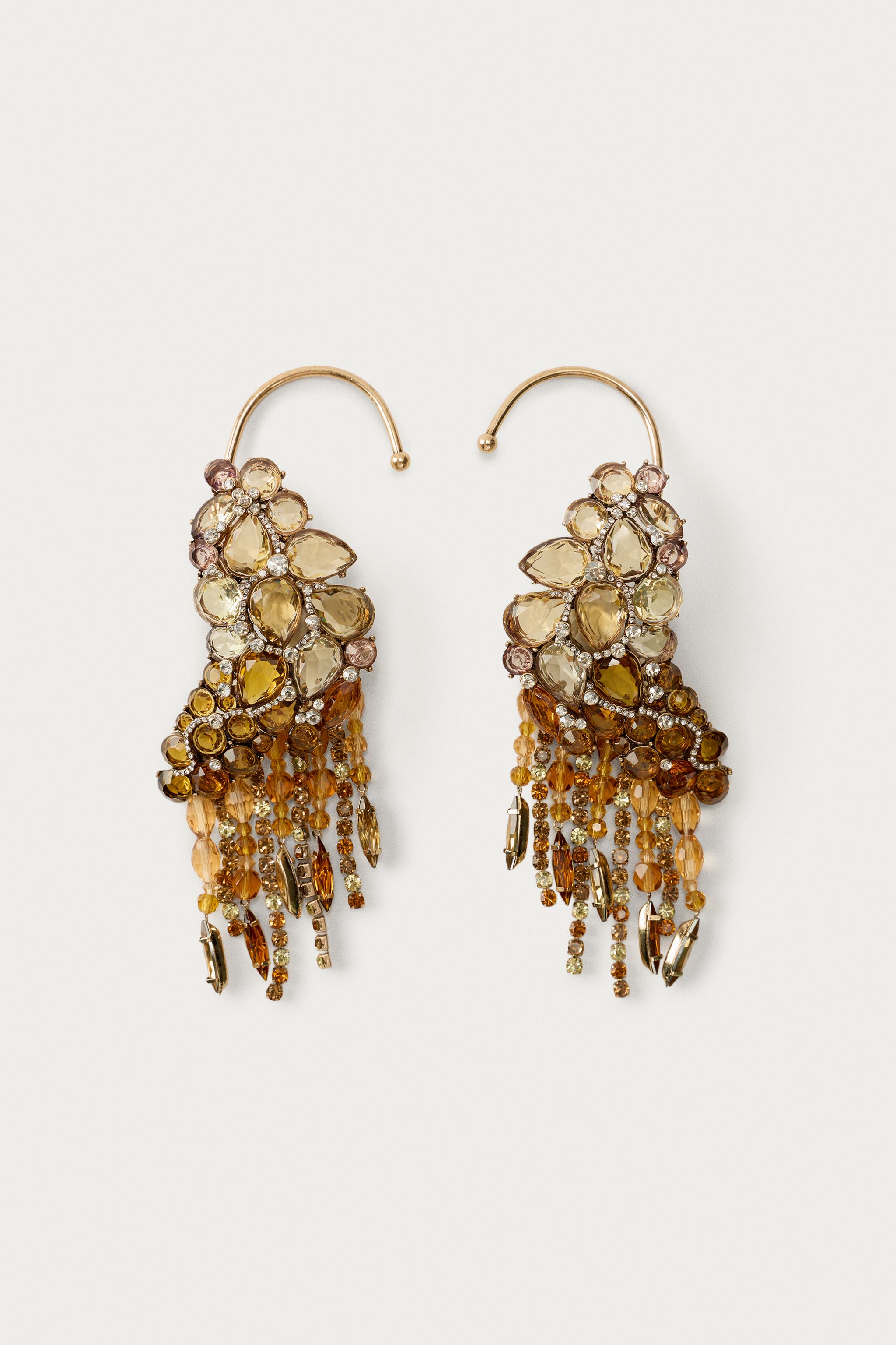 Женские аксессуары Zara MARISA BERENSON X ZARA SPARKLY JEWEL EARRINGS — фото 3