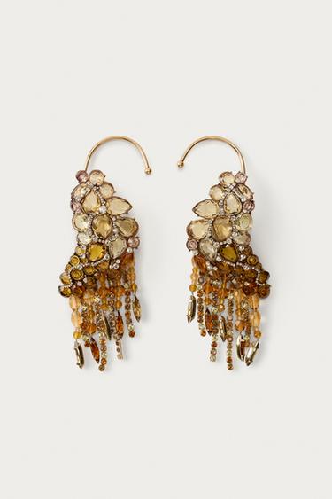 MARISA BERENSON X ZARA JEWELLED SHIMMER EARRINGS - Golden by Zara - Image 3