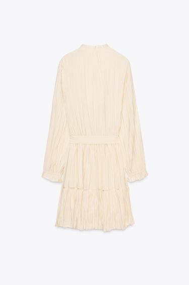 CRINKLED MINI DRESS - Beige by Zara - Image 8