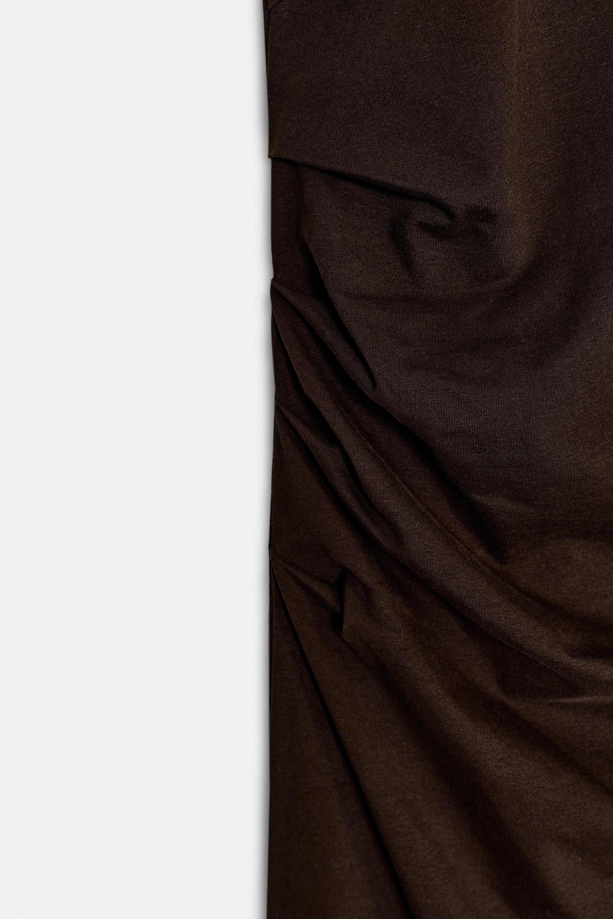 zara brown draped dress Zara Draped Dress With Hardware Brown  Heaven Couture