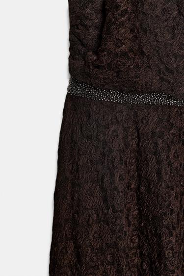 ROBE HALTEUR DENTELLE BRILLANTS - Chocolat de Zara - Image 6