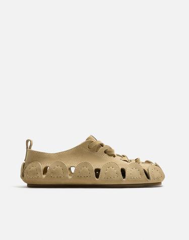 Zara LIMITED EDITION LEATHER FISHERMAN SANDAL - Beige