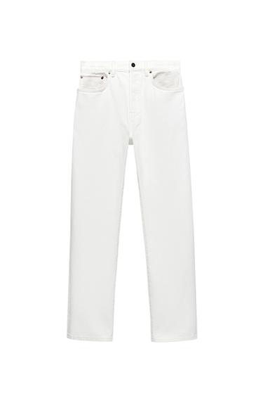 Zara STRAIGHT ANKLE FIT SELVEDGE JEANS - Ecru