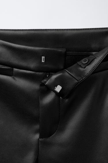 FAUX LEATHER FLARE TROUSERS - Black by Zara - Image 2
