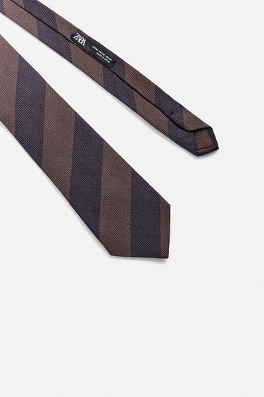 100% SILK POLKA DOT JACQUARD TIE - Brown by Zara - Image 0