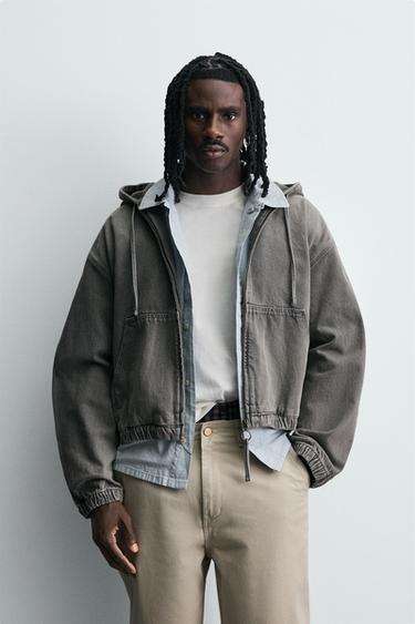 WASHED HOODED JACKET - Grey by Zara