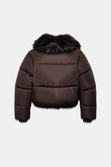 BLOUSON BOMBER MATELASSÉ À REVERS EFFET FOURRURE - Marron de Zara - Image 8