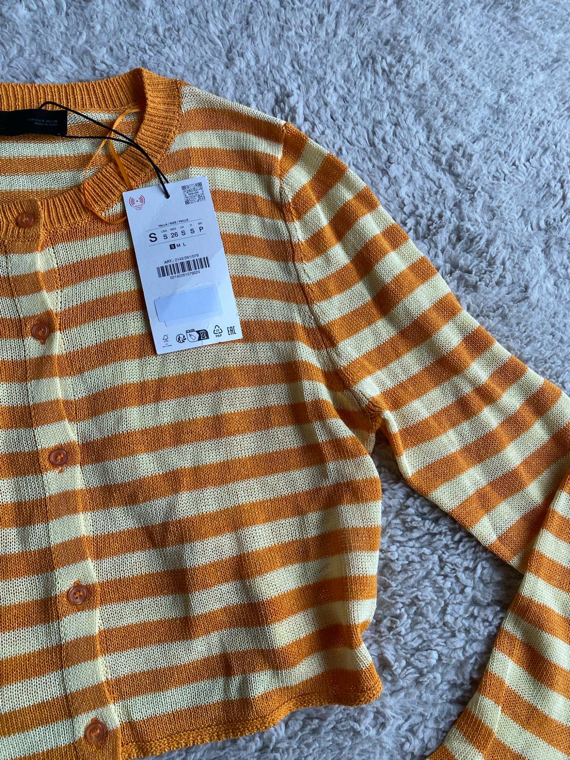 CROPPED STRIPED KNIT CARDIGAN - Image 3