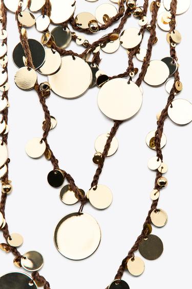 COIN CORD WATERFALL NECKLACE - Brown by Zara - Image 4