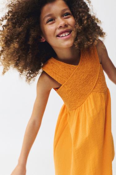 TEXTURED DRESS WITH SHIRRING - Tangerine by Zara - Image 4