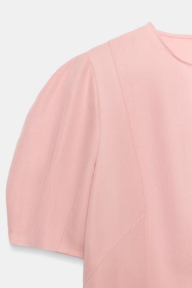 ZW COLLECTION LINEN BLEND MIDI DRESS - Pink by Zara - Image 6