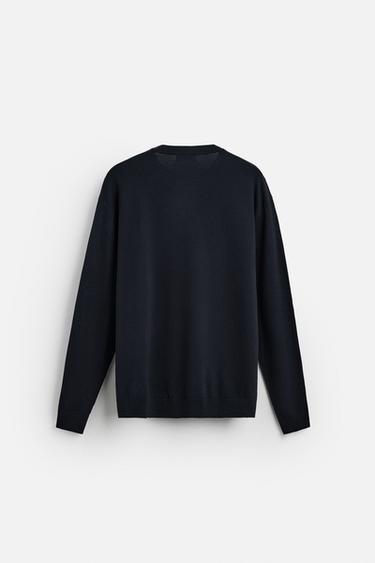 PULL BASIQUE EN MÉLANGE DE VISCOSE - Bleu marine de Zara - Image 6