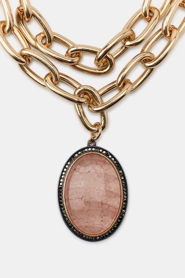 LOT DE 2 COLLIERS MAXI MAILLONS PIERRE - Doré de Zara - Image 2