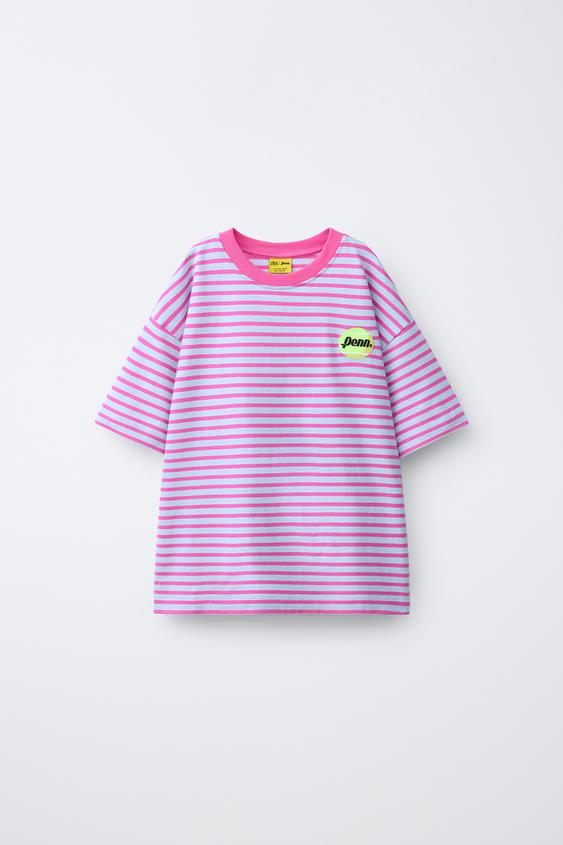 STRIPED EMBROIDERED PENN © T-SHIRT - Pink by Zara - Image 0