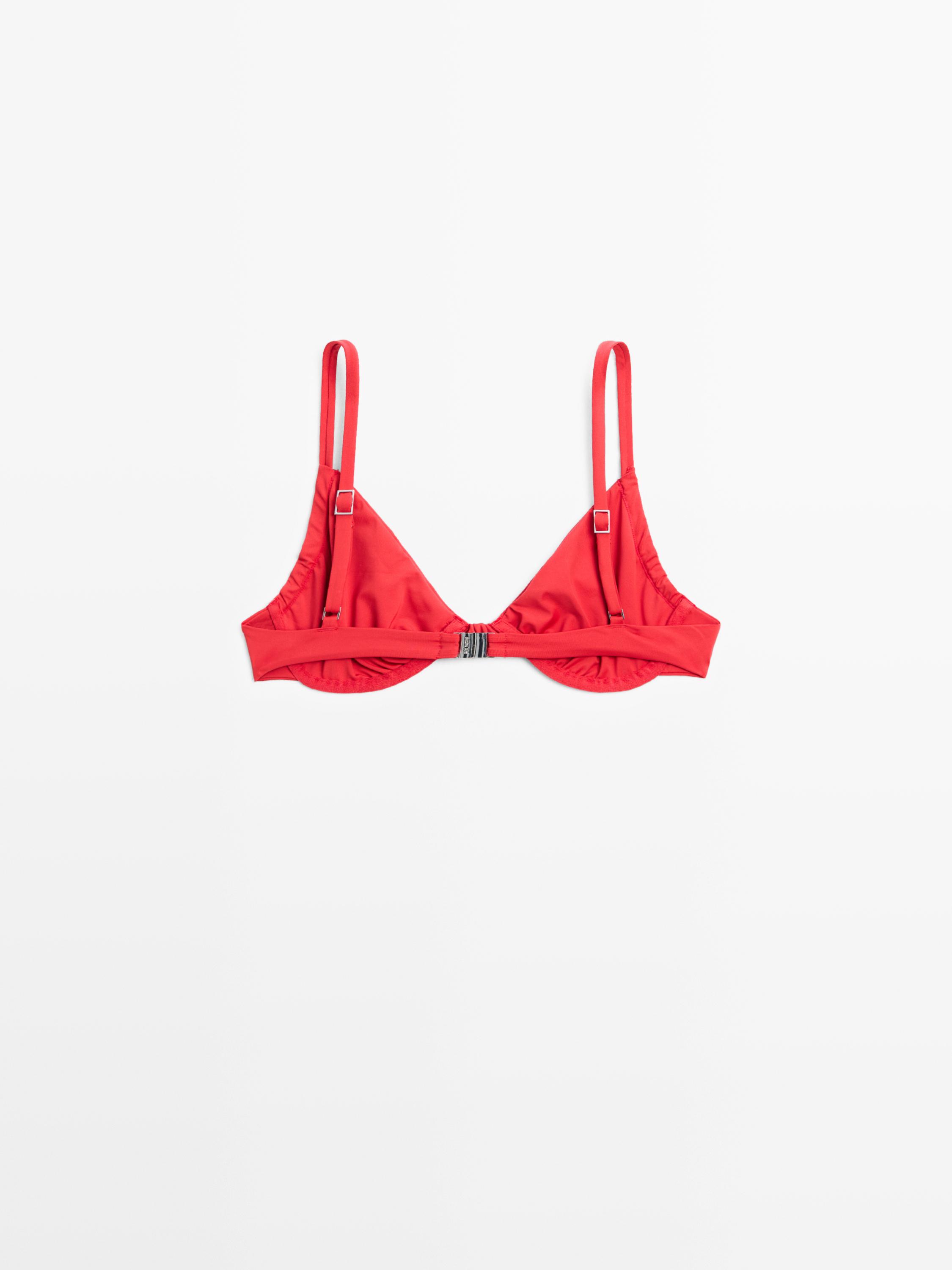 Gathered bikini top with underwire