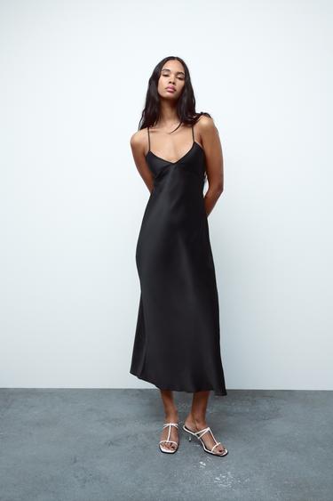 VESTIDO LENCERO SATINADO - Negro de Zara - Imagen 0