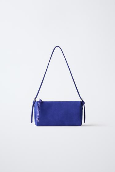 LEATHER SHOULDER BAG - Blue by Zara