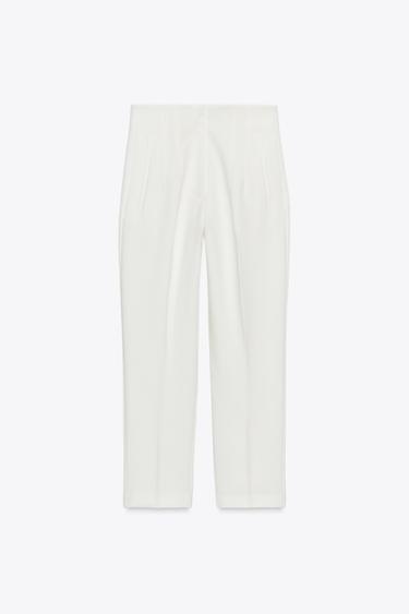 Zara HIGH-WAISTED PANTS - White