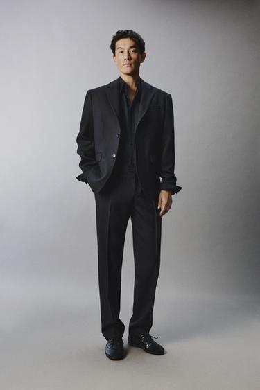 100% WOOL SUIT TROUSERS - Dark navy by Zara