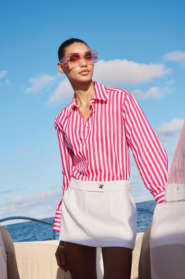 FALDA PANTALÓN CREPE BOTÓN - Blanco roto de Zara