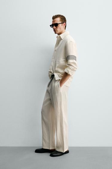 PANTALON RELAXED FIT 100% LIN - Écru de Zara