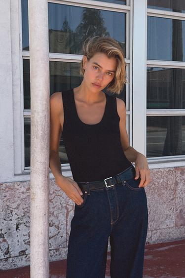 BASIC PLAIN KNIT TOP - Black by Zara - Image 2