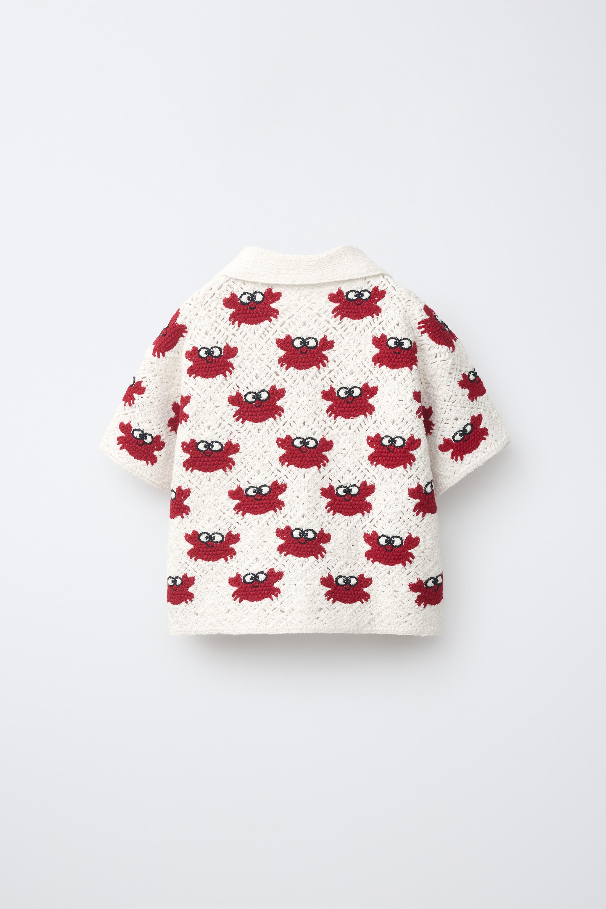 CRAB CROCHET SHIRT - White / Red | ZARA Canada