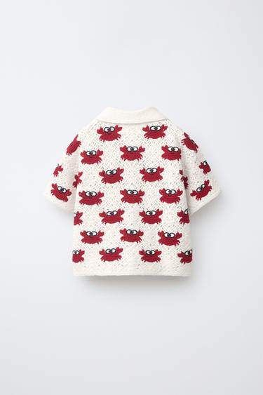 CRAB CROCHET SHIRT - White / Red by Zara - Image 1