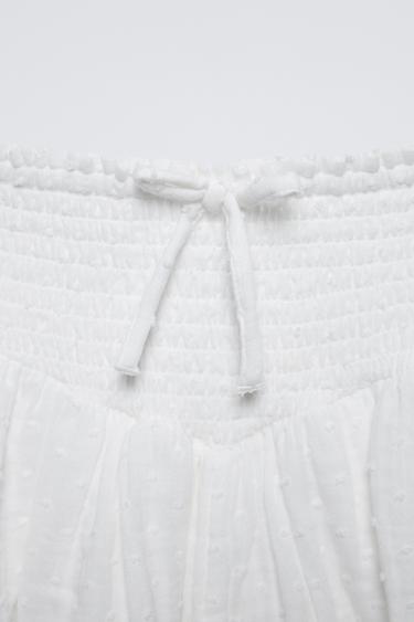 BERMUDA PLUMETI LAZO - Blanco de Zara