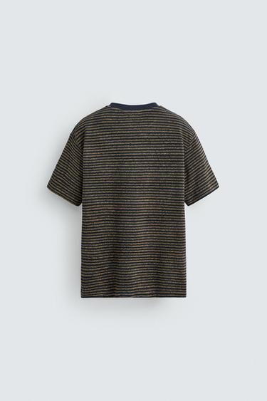 STRIPED JACQUARD T-SHIRT - Navy blue by Zara - Image 6