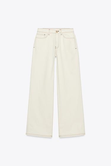 Z1975 HIGH-WAIST WIDE-LEG JEANS - Oyster-white by Zara - Image 5