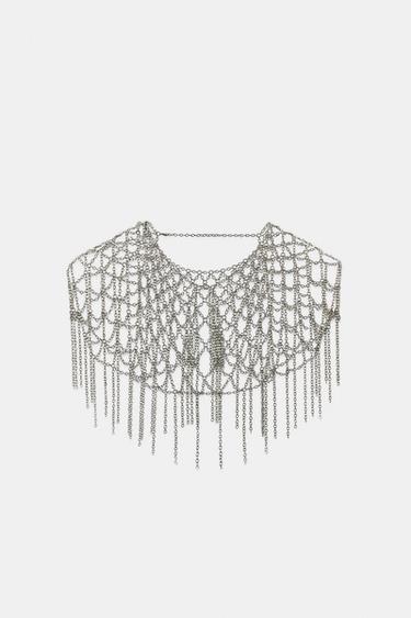 LIMITED EDITION FRINGED RING CAPE NECKLACE - Silver by Zara