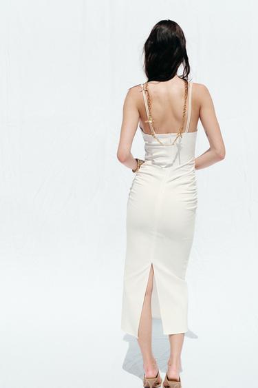 DRAPED CUT-OUT MIDI DRESS - White by Zara - Image 4