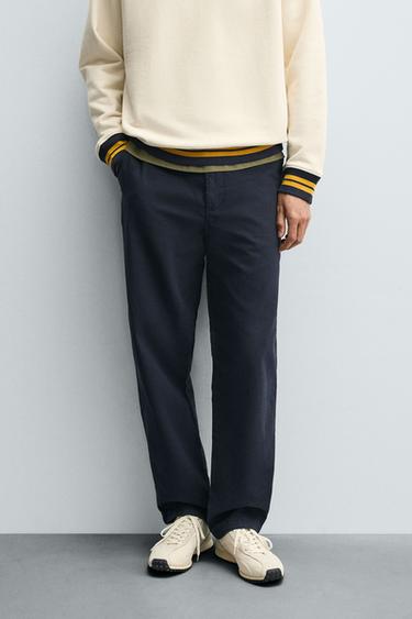 Zara STRAIGHT FIT CHINO PANTS - Navy blue