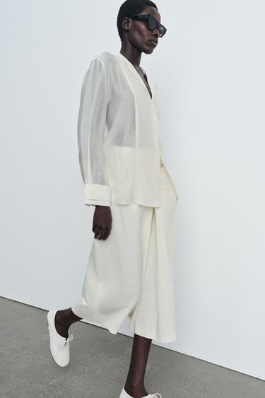 Zara ZW 系列飄逸襯衫 - 磨白色