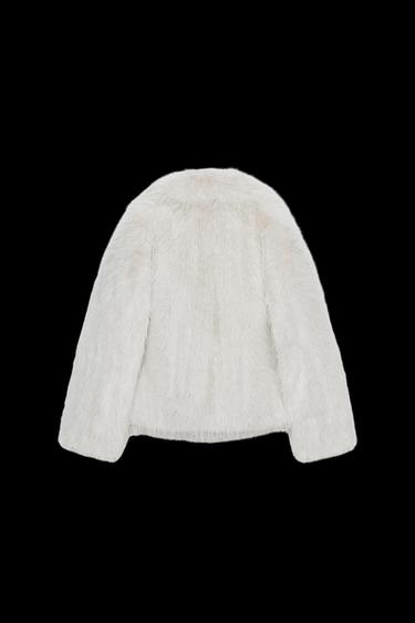 Zara ZW COLLECTION FAUX FUR JACKET - Ecru