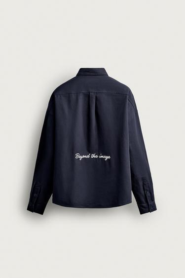 HERRINGBONE PATCHES RELAXED FIT SHIRT - Blue by Zara