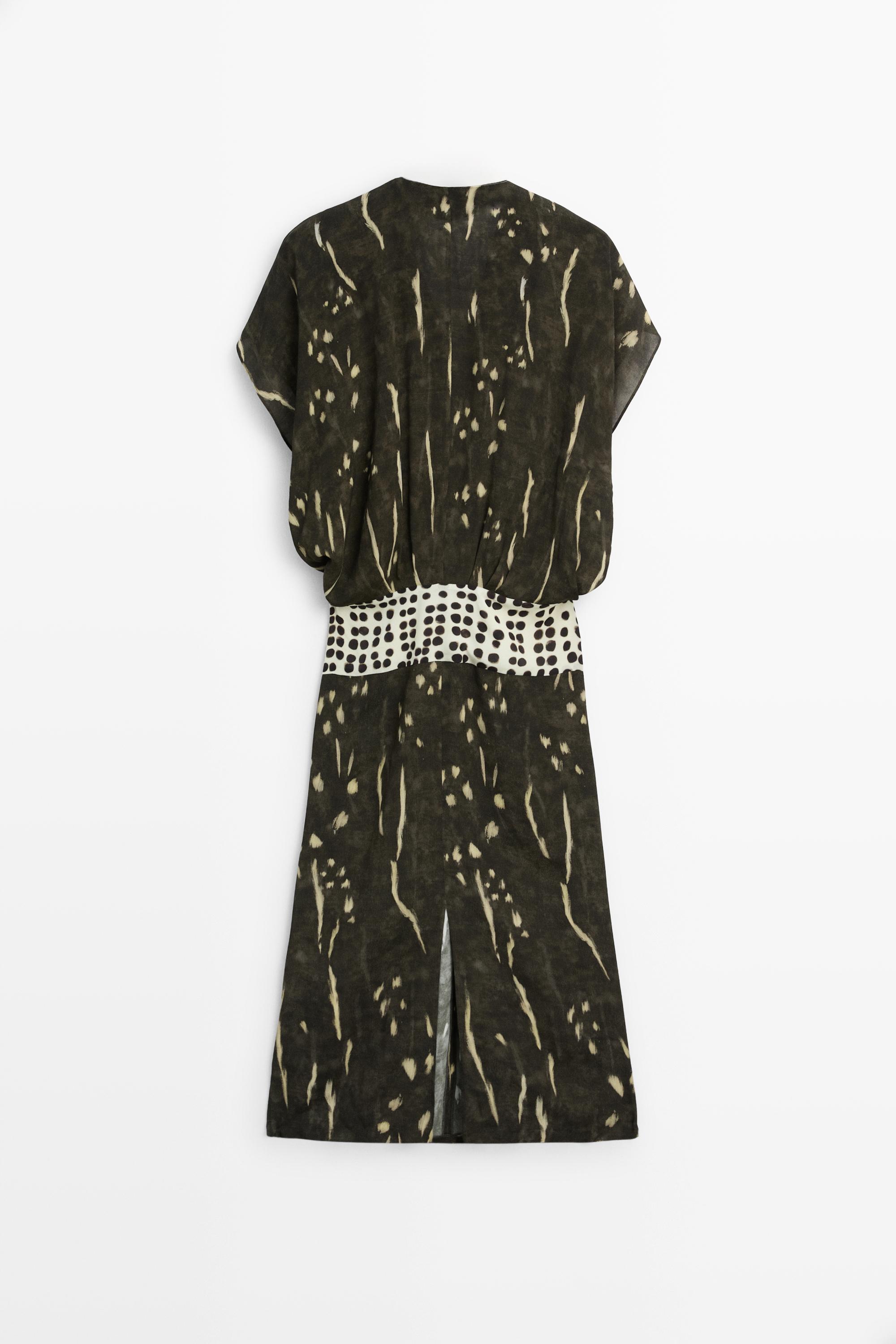 Robe midi avec ceinture imprimée