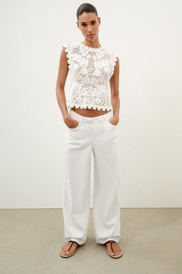 CROCHET SLEEVELESS TOP - White by Zara