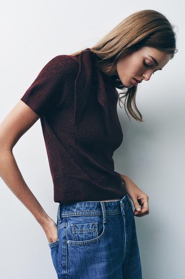 KNOTTED KNIT TOP - Burgundy by Zara - Image 3
