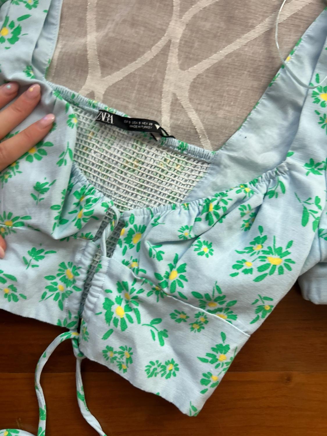 PRINTED LINEN BLEND CROP TOP - Image 5