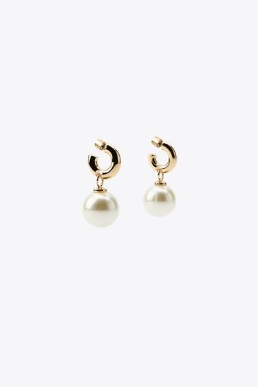 PEARL HOOP EARRINGS - Golden by Zara - Image 2
