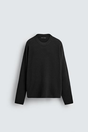 Zara WAFFLE TEXTURED SWEATER - Black