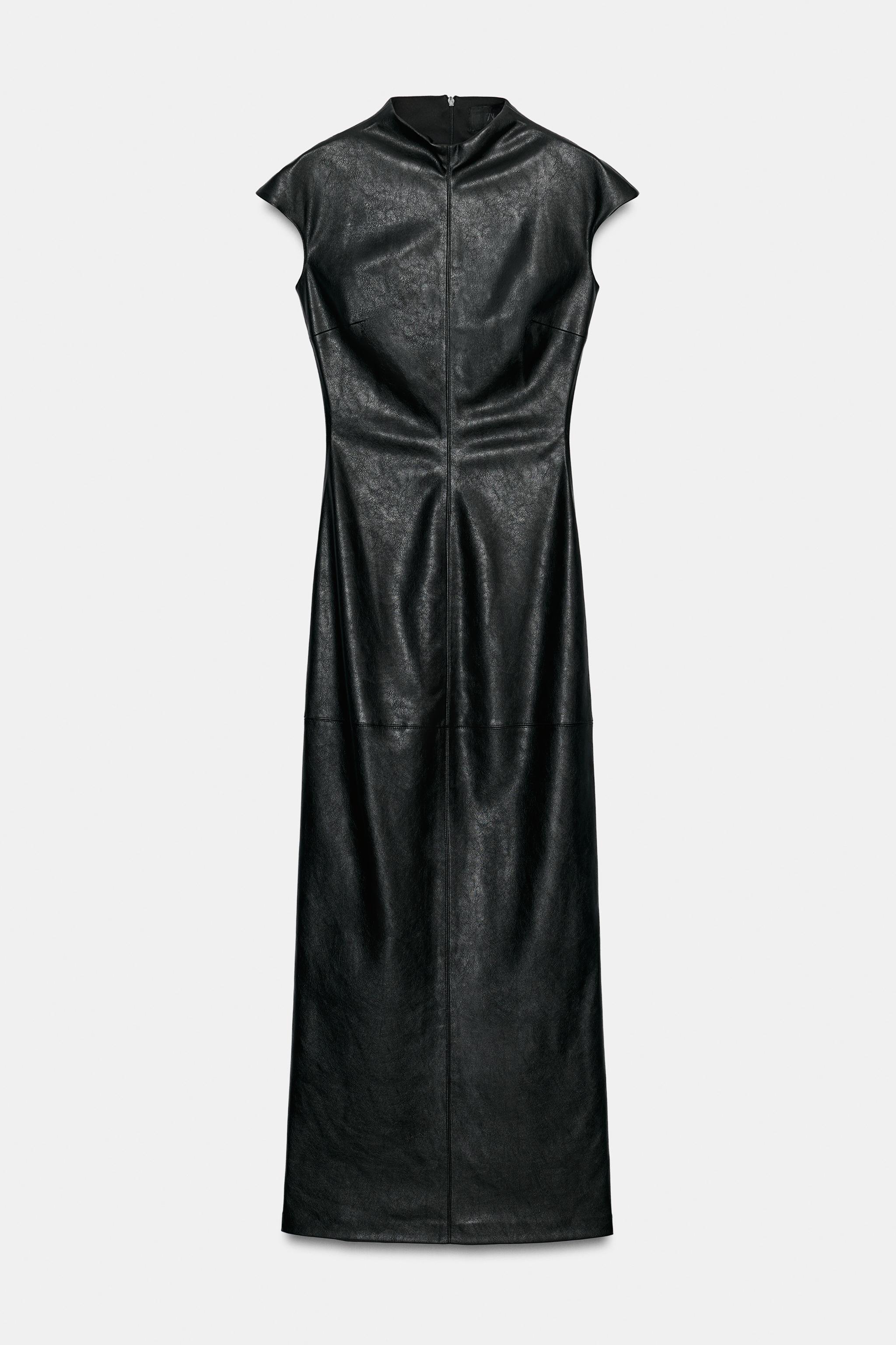 FAUX LEATHER MIDI DRESS