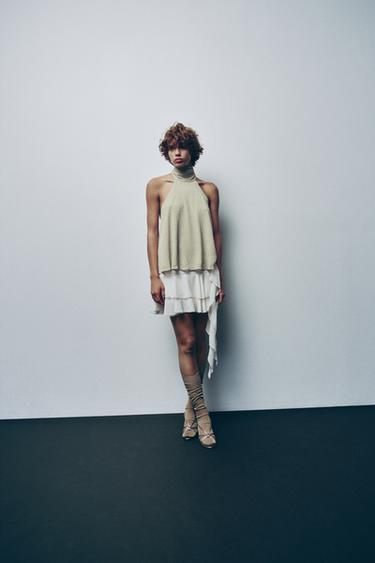 METALLIC THREAD HALTER TOP - Golden by Zara