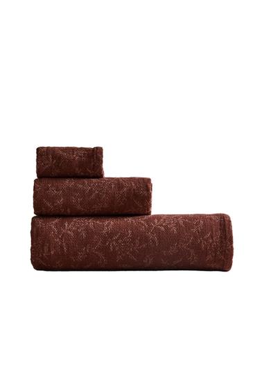 FLORAL MUSLIN BATH TOWEL - Terracotta by Zara