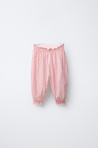 STRIPED JOGGERS - Ecru / Red by Zara