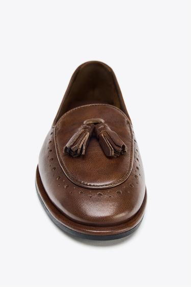 LEATHER TASSEL LOAFERS - Brown by Zara - Image 4