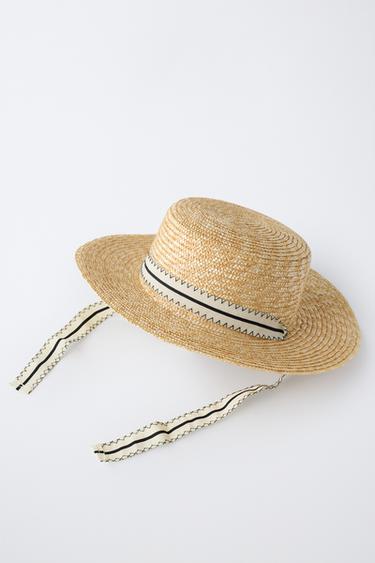 CANOTIER HAT WITH RIBBON - Ecru by Zara - Image 3