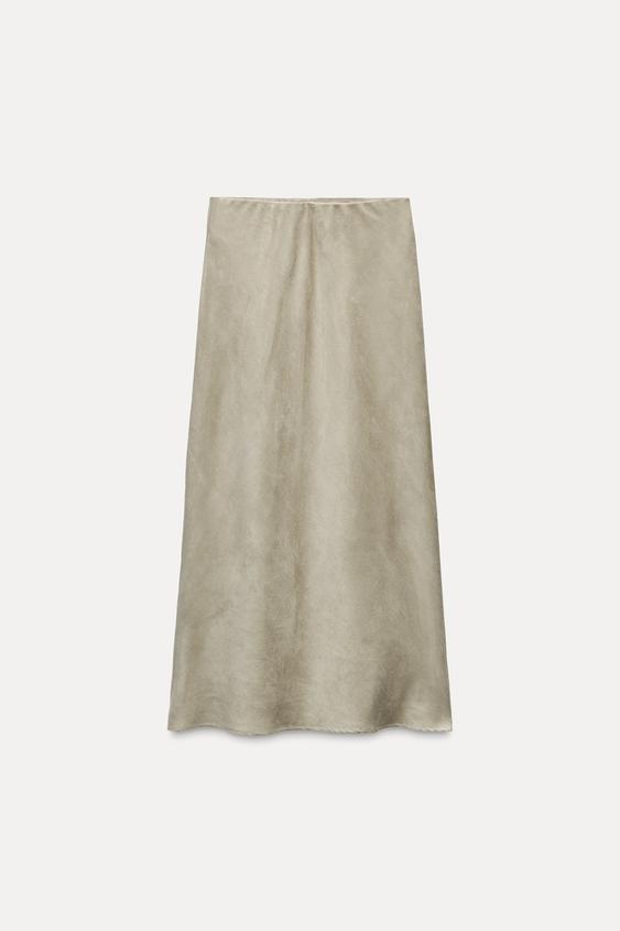 FAUX SUEDE MIDI SKIRT Sand ZARA India